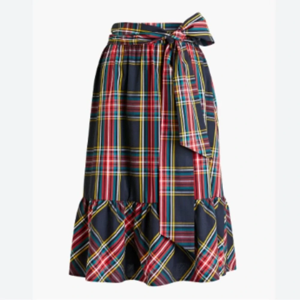 J. CREW | Black Multicolor holiday Christmas Tartan Plaid A-Line skirt Sz. 4P